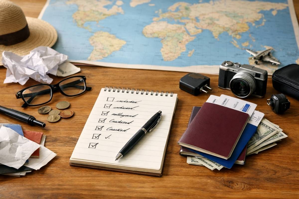 Checklist completo para primeira viagem internacional com documentos e planejamento
